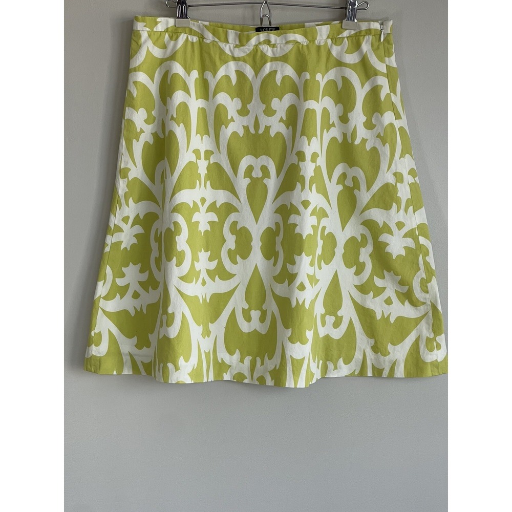 J. Crew Skirt 6 Lime Green White Print Lined Style‎ 93754 A-Line